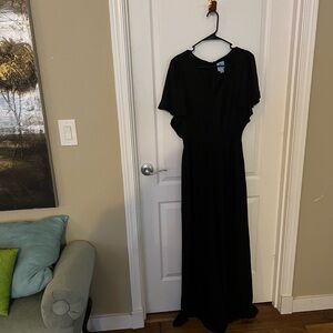 Black Crew Neck Flutter Sleeve Jumpsuit for Night Out